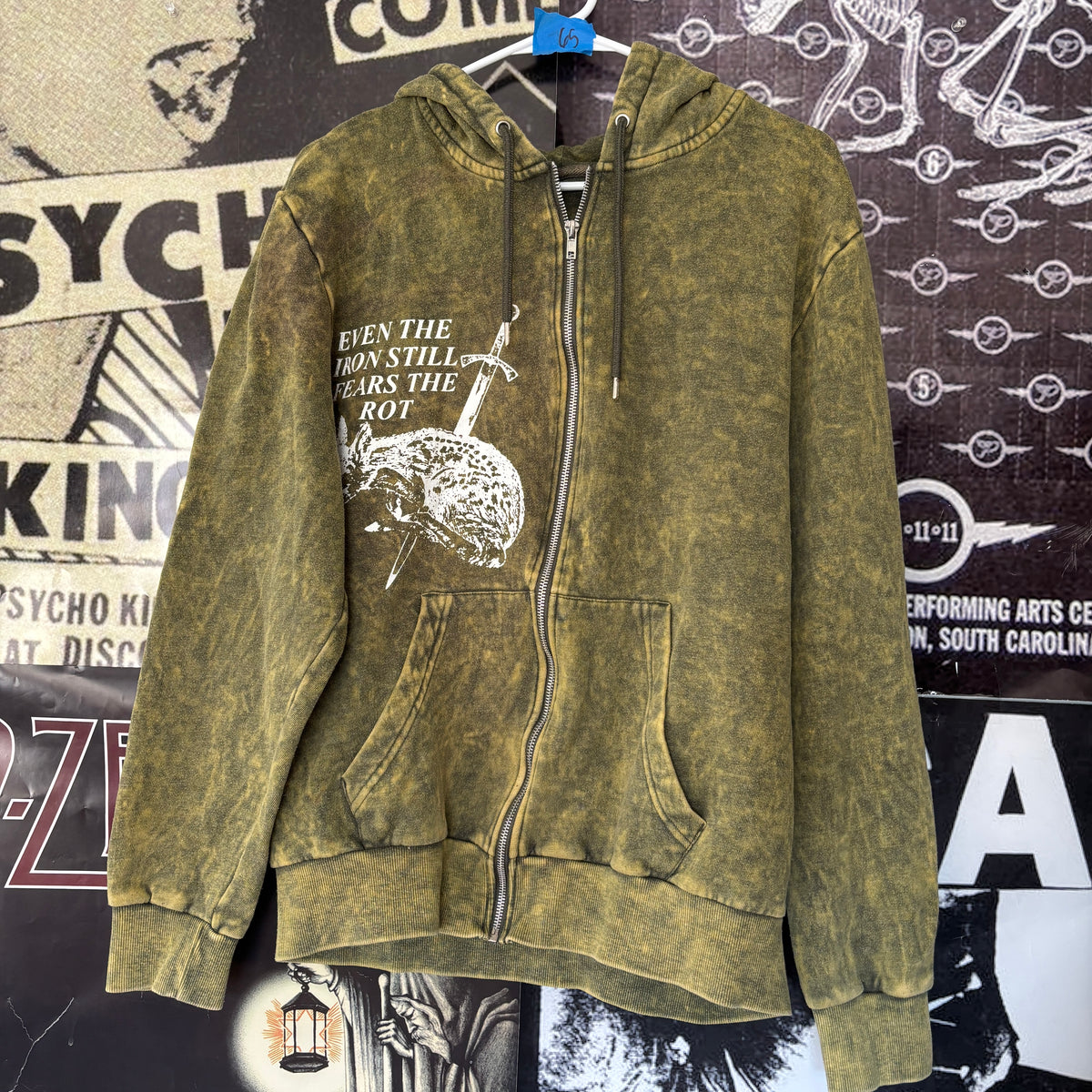 ETHEL green zip up hoodie MED/LAR