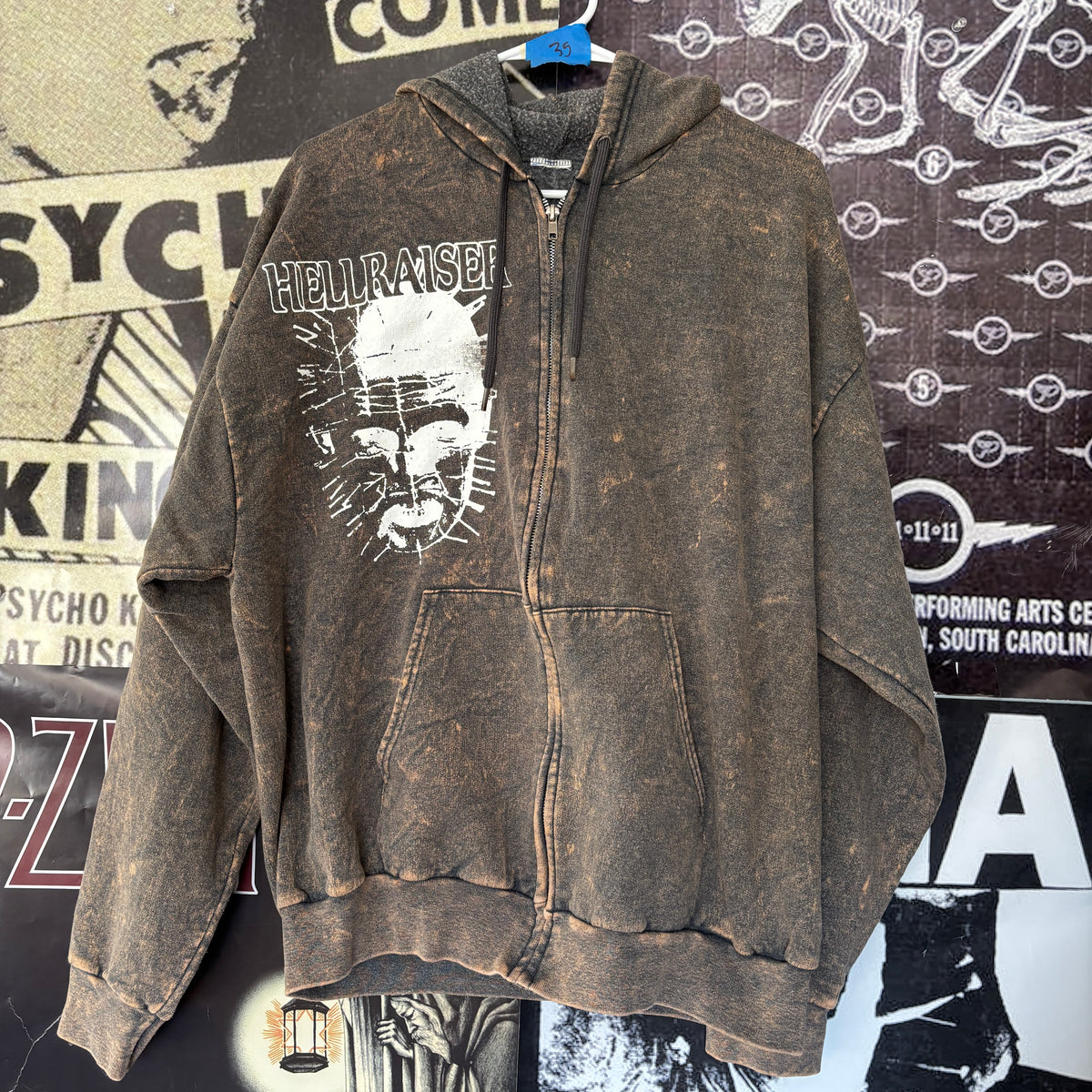 HELL grey zip up hoodie LAR/XL