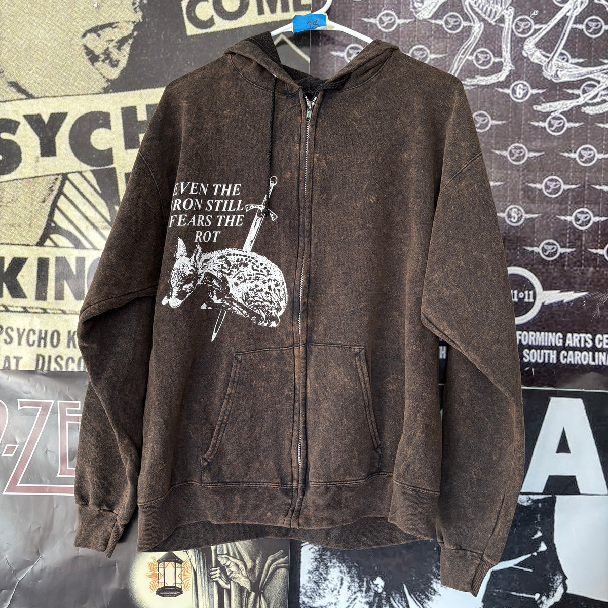 ETHEL dark brown zip up hoodie LAR/XL