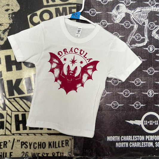 dracula white/red crop baby tee XSMALL