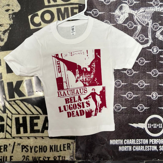 bauhaus white/red crop baby tee XSMALL