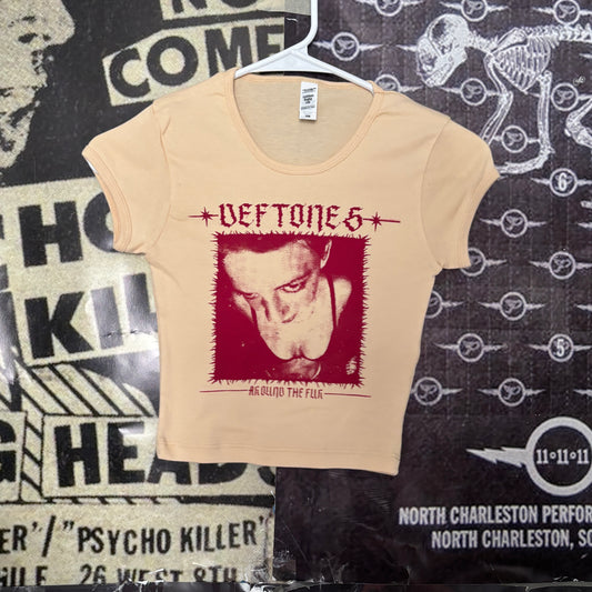 deftones cream/red crop baby tee XSMALL