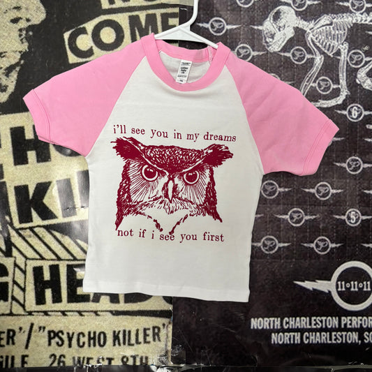 twin peaks dreams pink/red raglan baby tee XSMALL