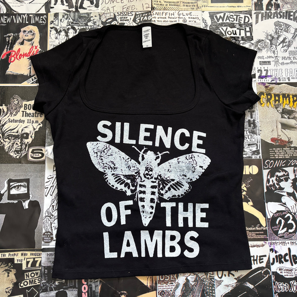 SILENCE black square neck baby tee