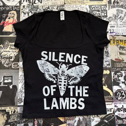 SILENCE black square neck baby tee