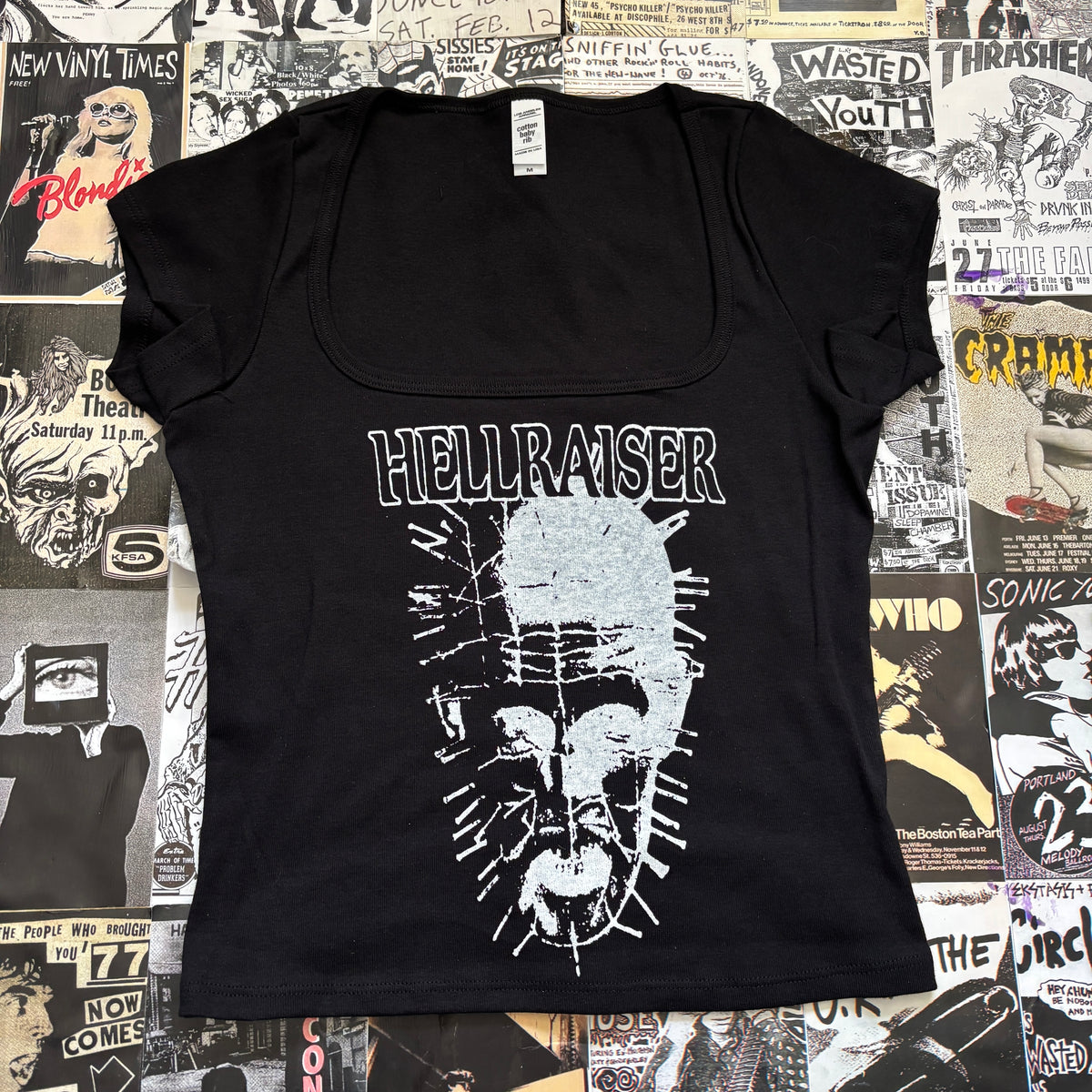 HELL black square neck baby tee
