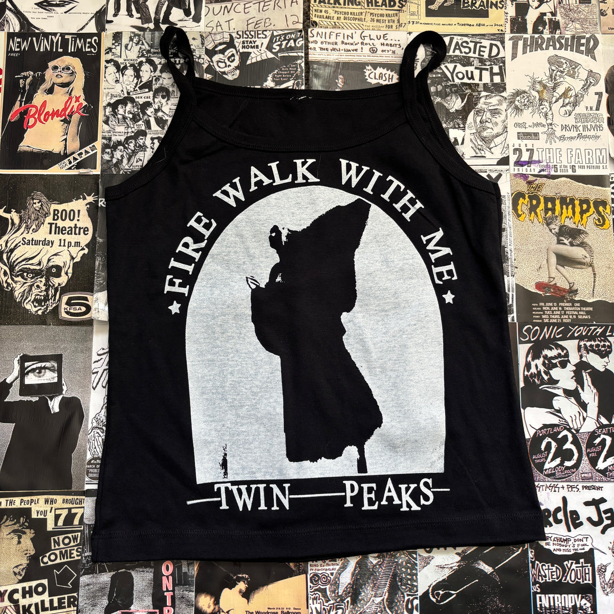 TWIN FIRE  black/white baby tank MED/LAR