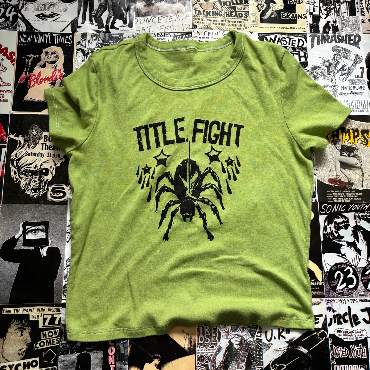TITLE green/black crop baby tee SM/MED