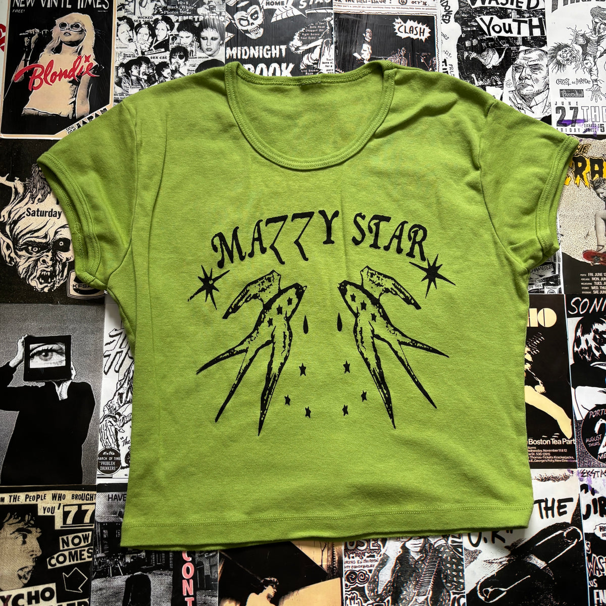 MAZZY green/black crop baby tee SM/MED