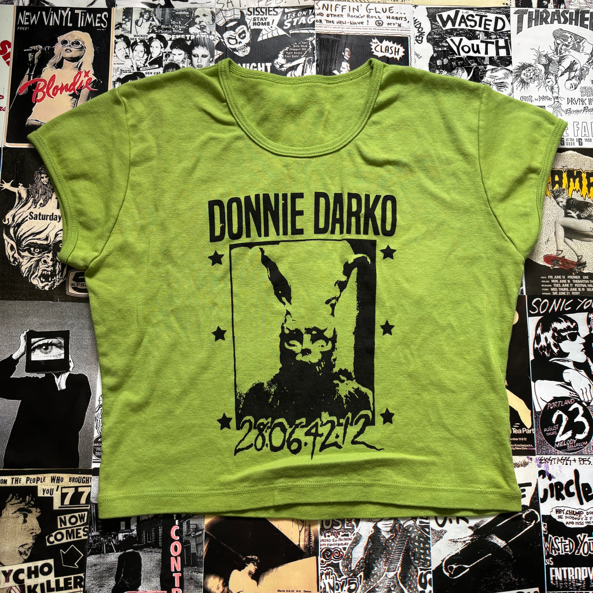 DONNIE green/black crop baby tee SM/MED