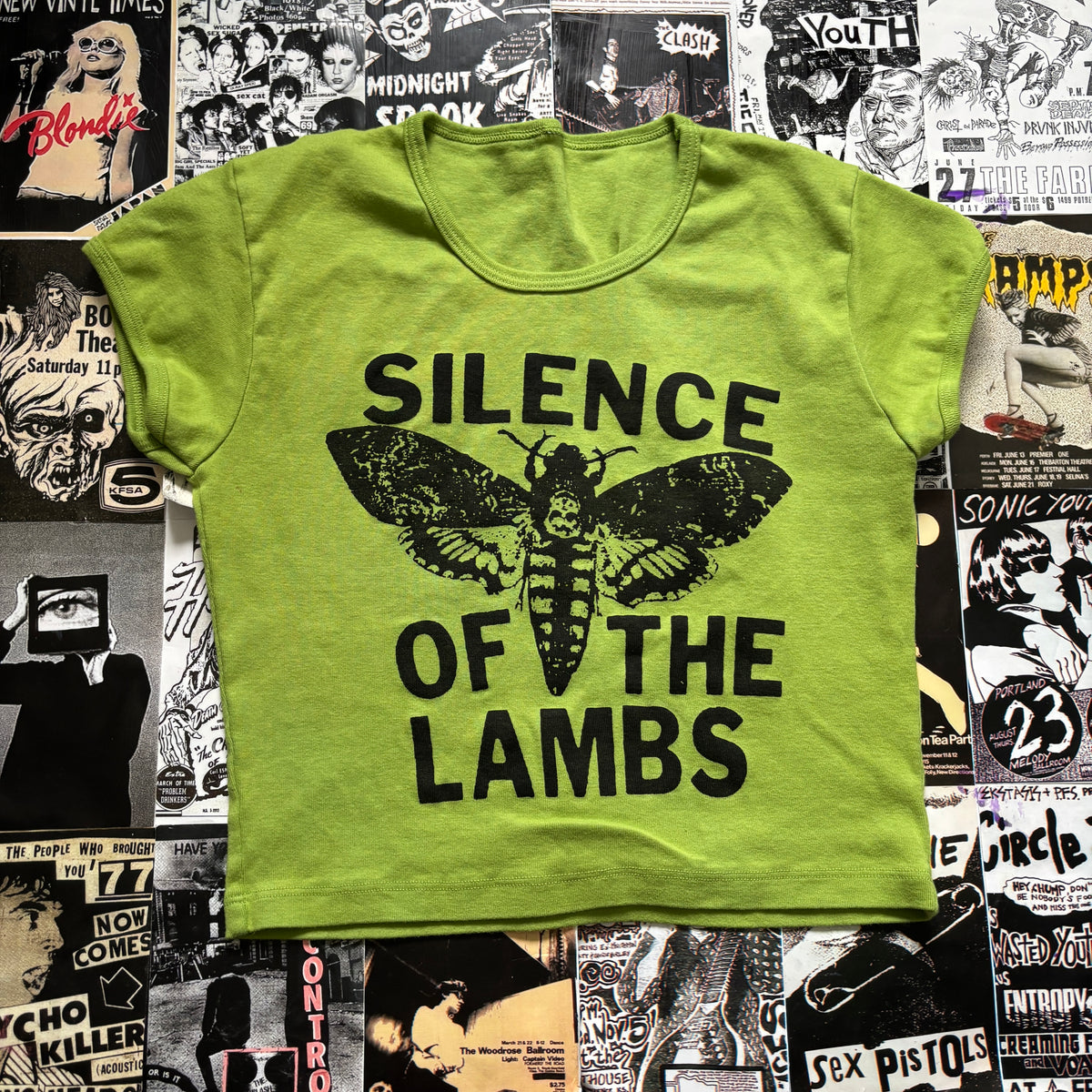 SILENCE green/black crop baby tee SM/MED