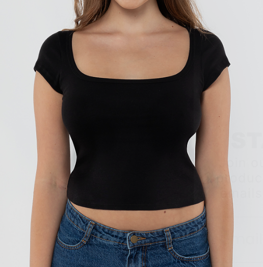 SILENCE black square neck baby tee