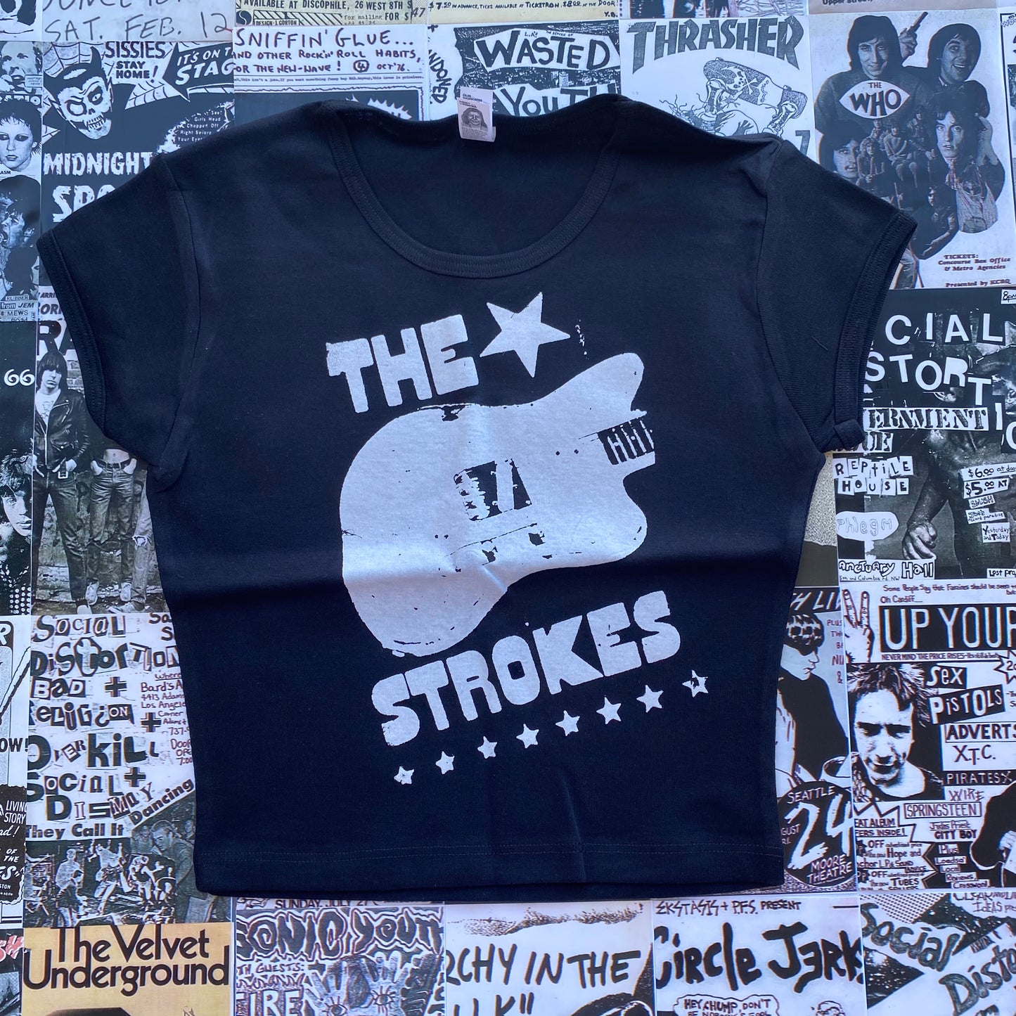 The strokes black baby tee