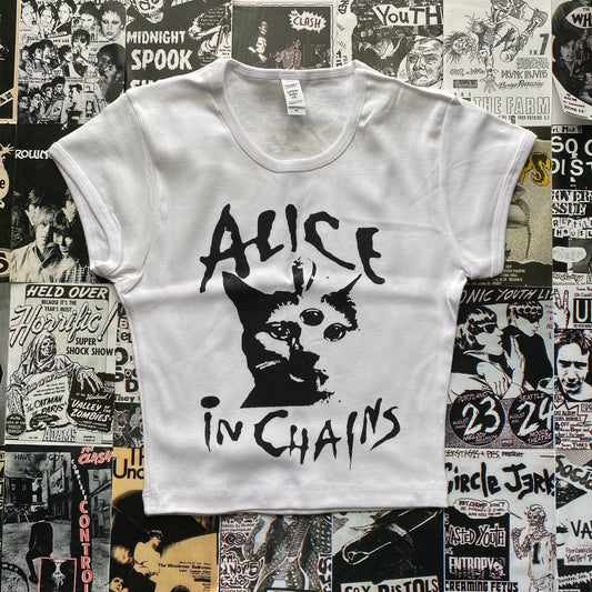 Alice In Chains cat white baby tee